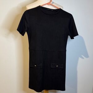 Zara Black Mini Dress with Pocket Accents